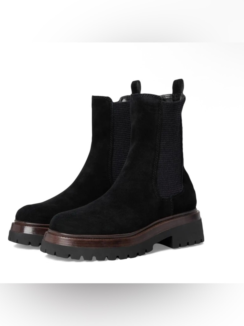Steve Madden Women's Black Blitzen Lug-Sole Chelsea Booties new in box 7.5